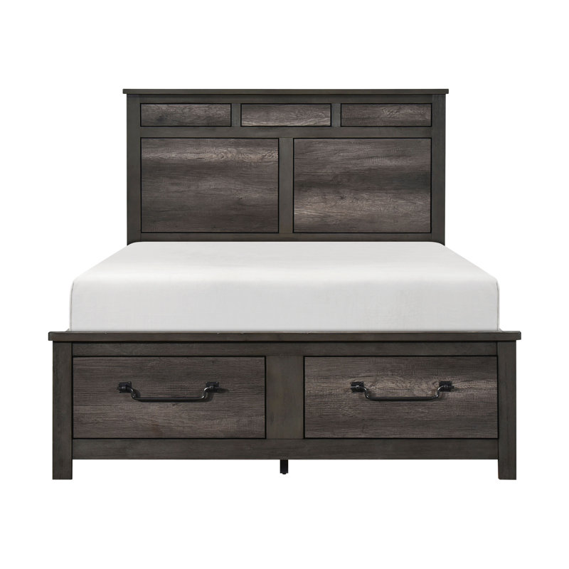 1Pc Queen Platform Bed With Footboard Storage