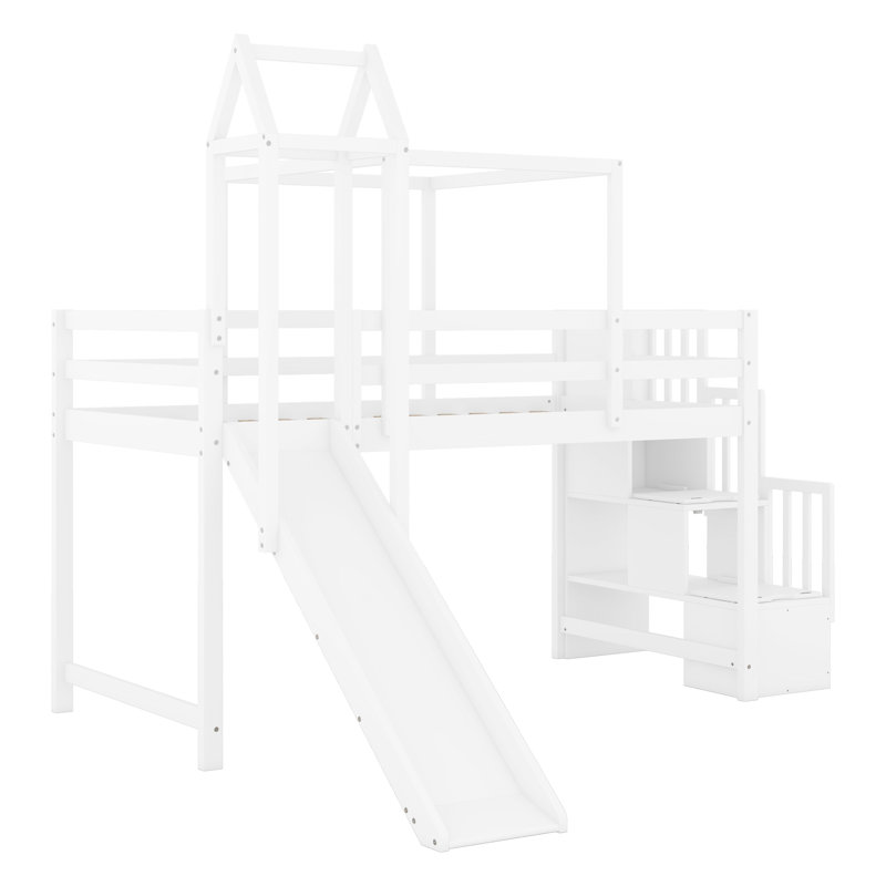 Lit mezzanine avec tente et tour, Bleu