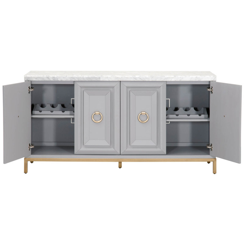 Buffet de 71 po de largeur Fitz, Or brossé / gris colombe