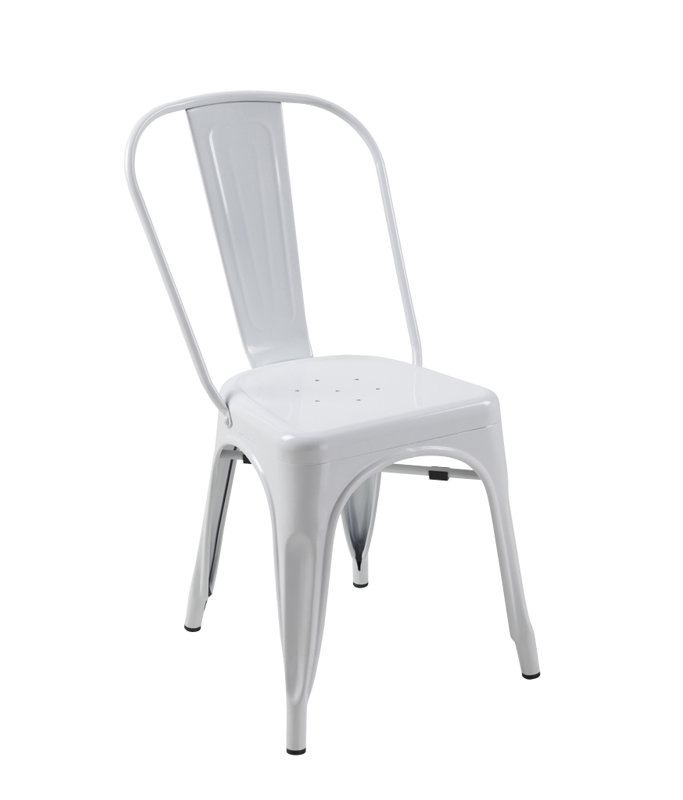 Momig 17.5'' H Metal Stacking Side Chair, White