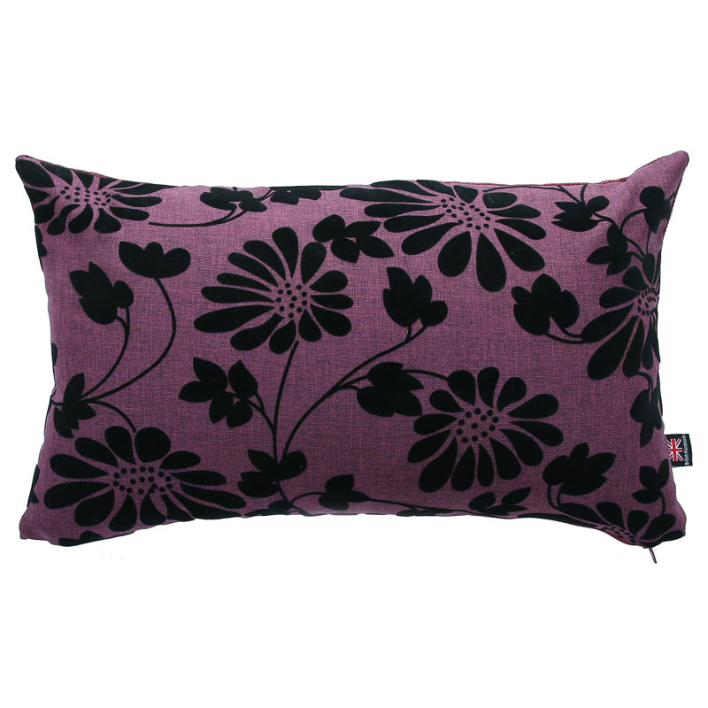 Floral Rectangular Throw Cushion, Purple
