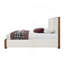 Grand lit en chenille et noyer beige Kaleea