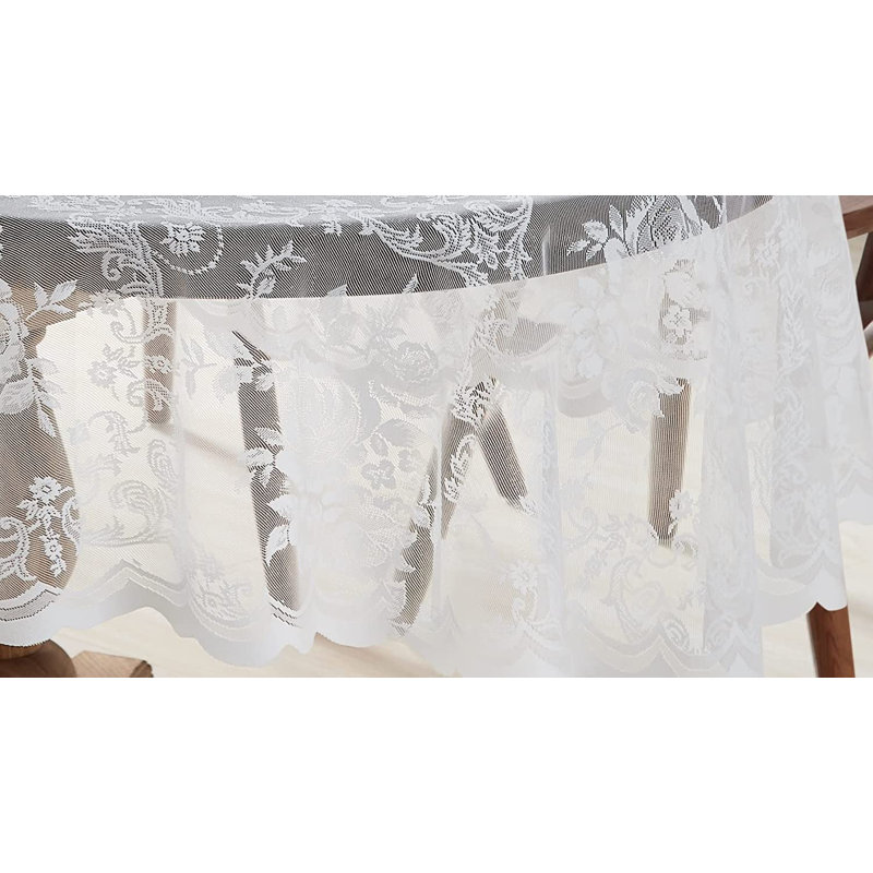 Delmarco Floral Lace Oval Tablecloth, Ivory, 84" x 60"