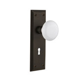 New York Plate with Decorative Keyhole and White Porcelain Door Knob