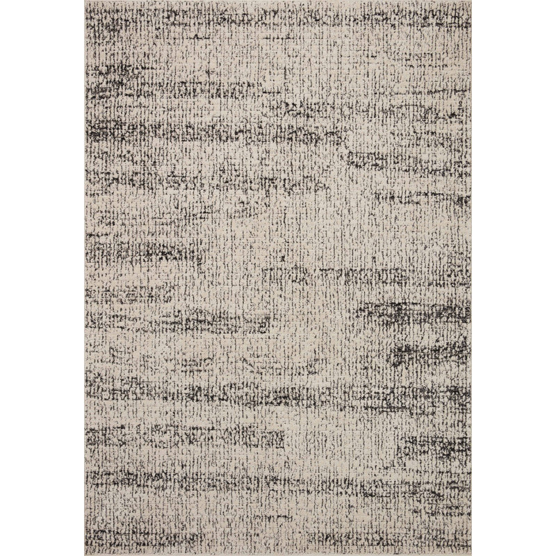 Oatmeal Charcoal Geometric Hand-knotted Synthetic Rug 2'-7" x 4'