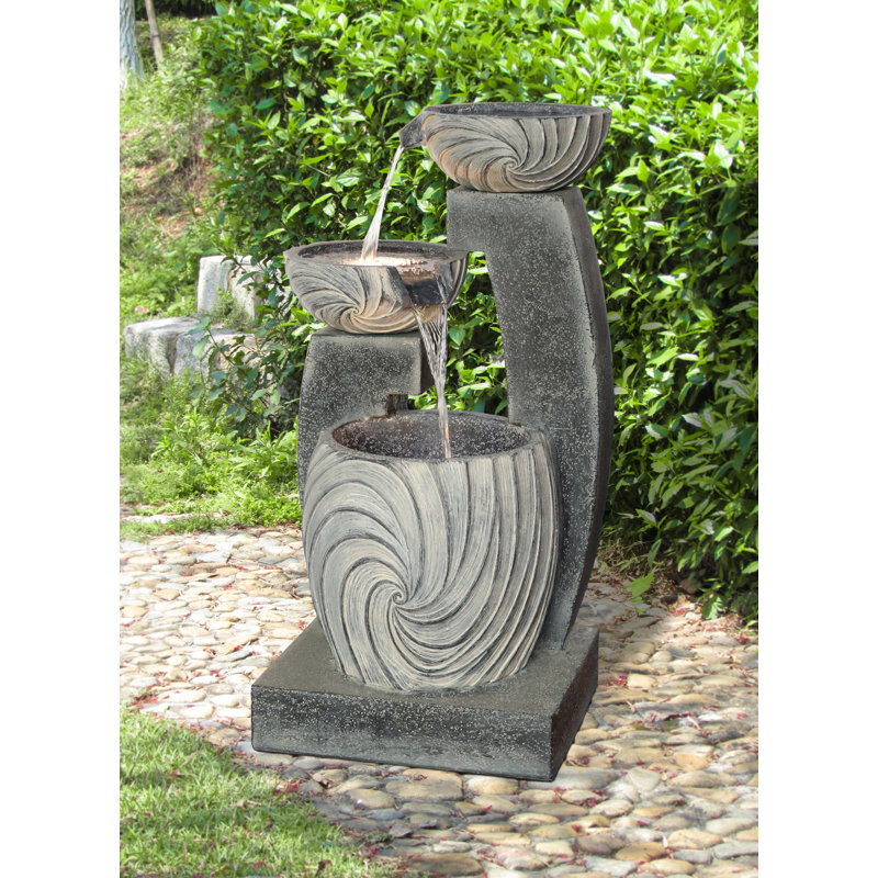 Fontaine d'extérieur moderne en cascade à 3 niveaux avec DEL blanc chaud
