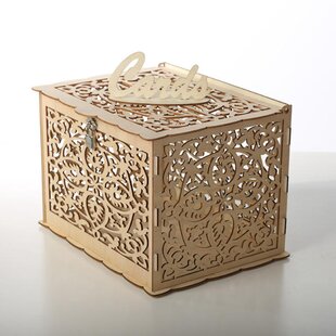 Koyal Wholesale Glitter Gold Wedding Card Box with Slot, White