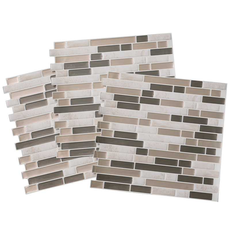 Tack Tile Peel & Stick Vinyl Backsplash, Medium Brown