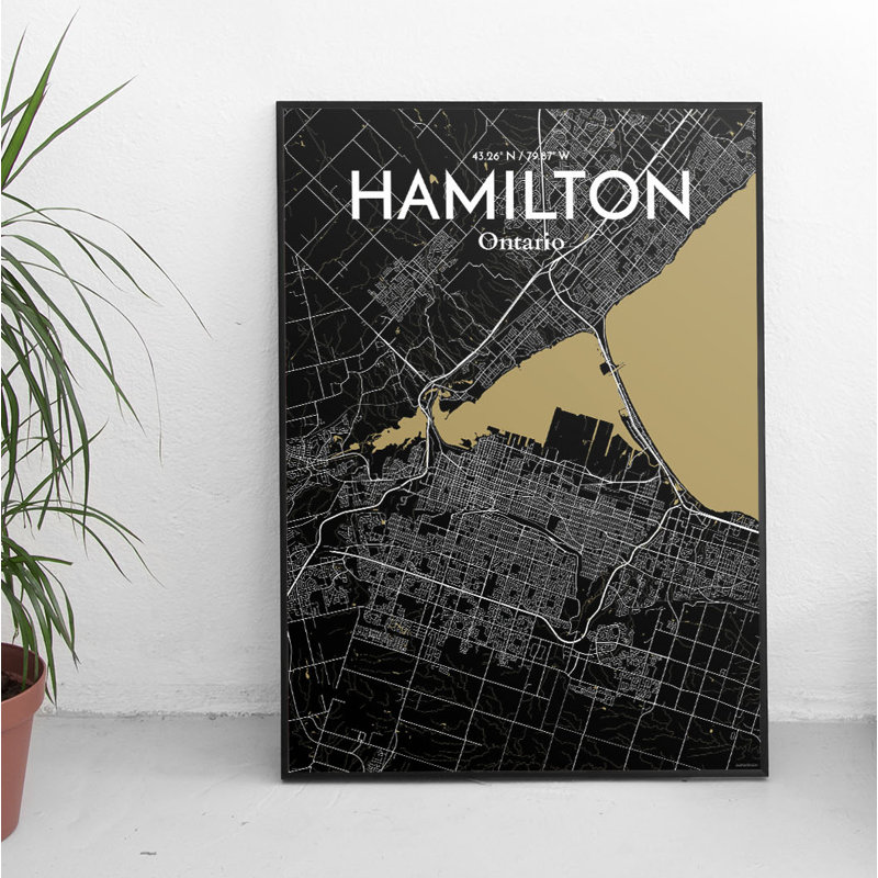 Hamilton City Map - No Frame Print, 43 cm H x 28 cm W