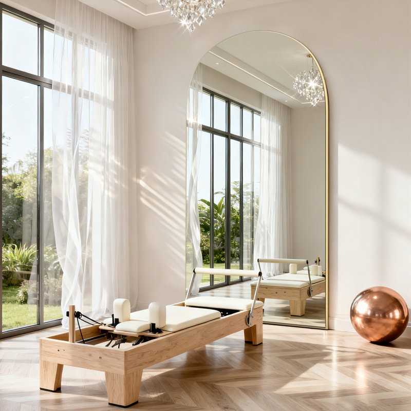 Oversized Arched Frameless Full Length Floor Mirror with Stand, Wall Mounted or Leaning Mirror for Bedroom, Home Gym, Living Room, Entryway