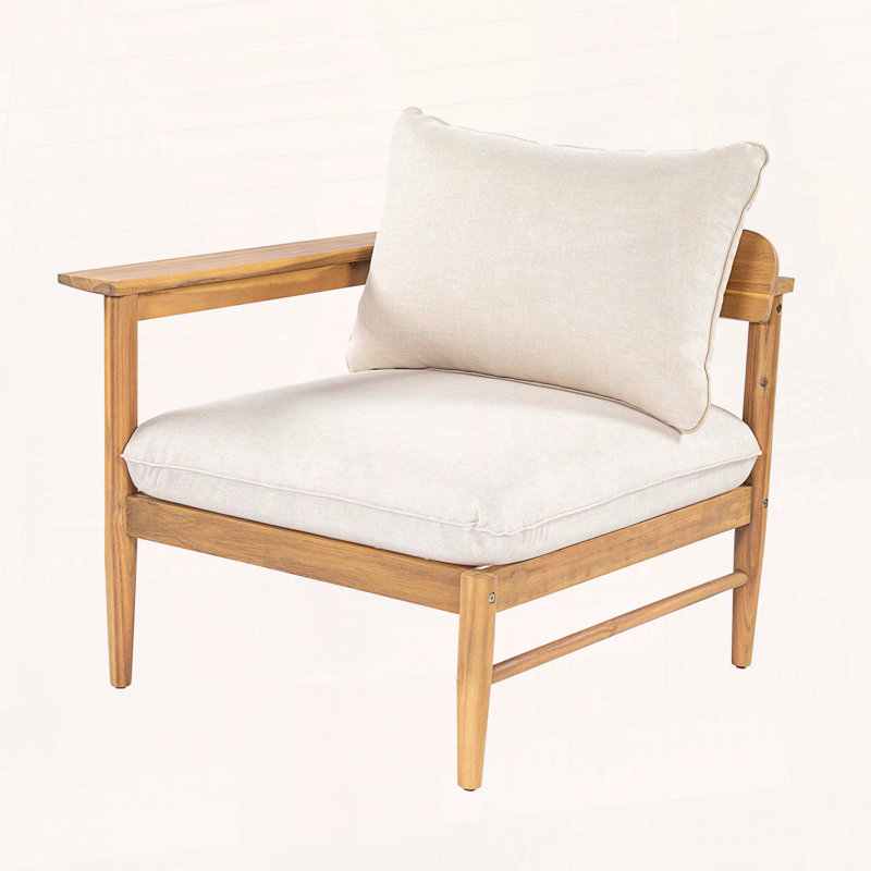 Outdoor Acacia Wood Left-Arm Sofa