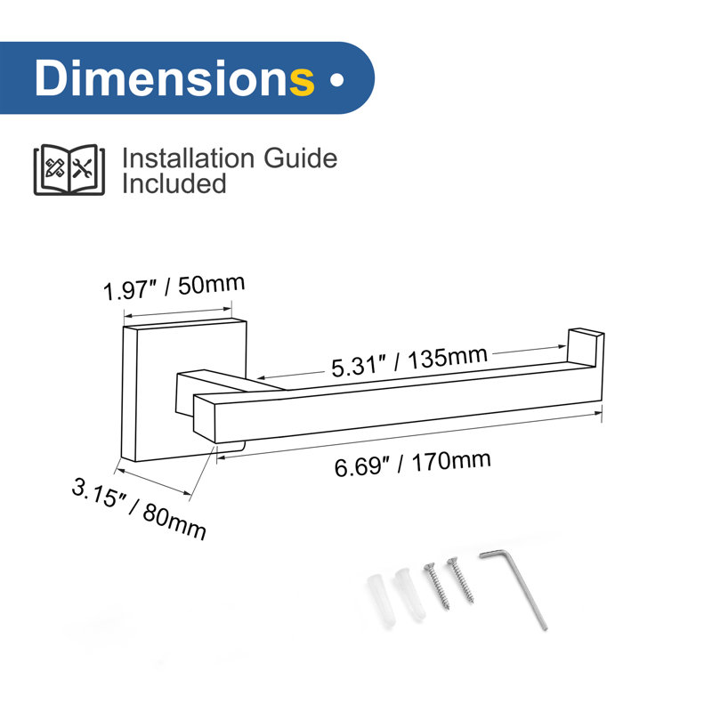 Bathroom Toilet Paper Holder Wall Mount, Matte Black
