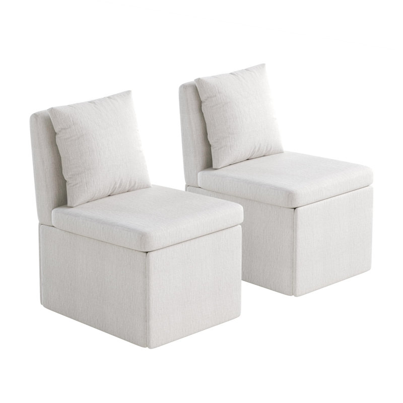 Ensemble de 2 chaises de salle à manger, chaise roulante avec roulettes, chaise de salle à manger sans accoudoirs moderne 
