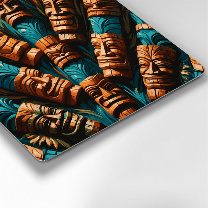 Tiki hawaïen, art mural brun en métal, H 12 po x l 12 po