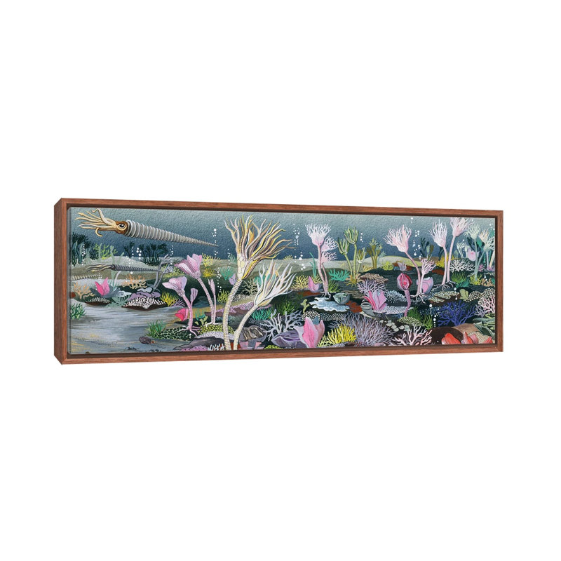 «Silurian Seascape», reproduction d'art sur toile encadrée, 48" x 16", Framed Canvas, Brun