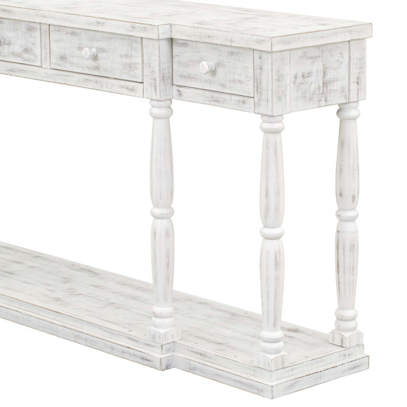 Console sophistiquée pour couloir, salon et chambre à coucher avec quatre tiroirs de rangement et une tablette pour une organisation optimale