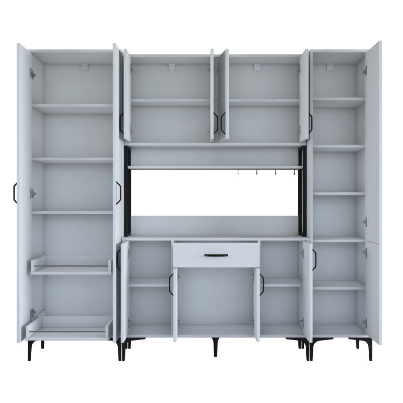 Armoire polyvalente moderne, blanche, 86,6 x 78,2 x 15,7 pouces | Panneau de particules 100% mélamine de qualité E1, épaisseur: 0,7 pouce | Solution de rangement élégante pour la maison ou le bureau, design durable et élégant
