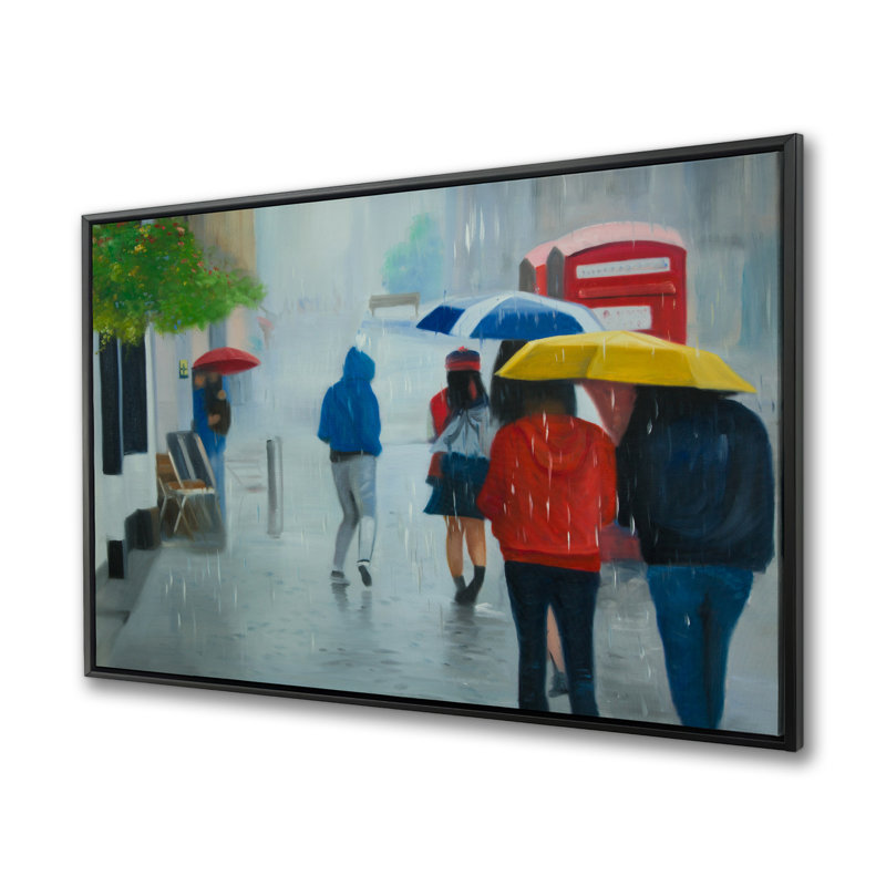 «People Walking Under Umbrella - Rainy Day», art sur toile