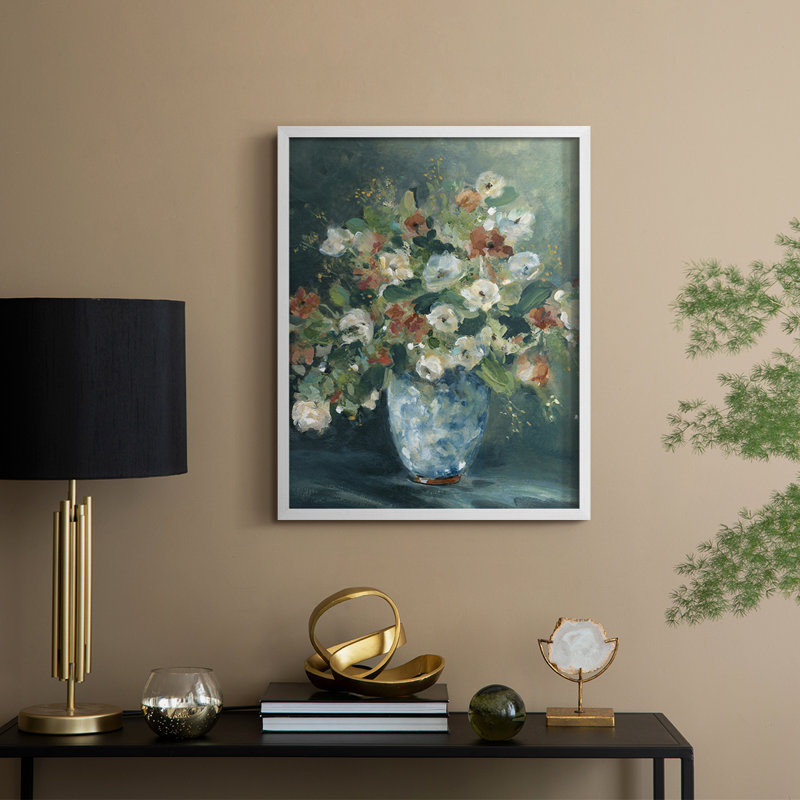 «English Garden Bouquet», reproduction encadrée - bois massif, H 30 po x l 24 po, Blanc