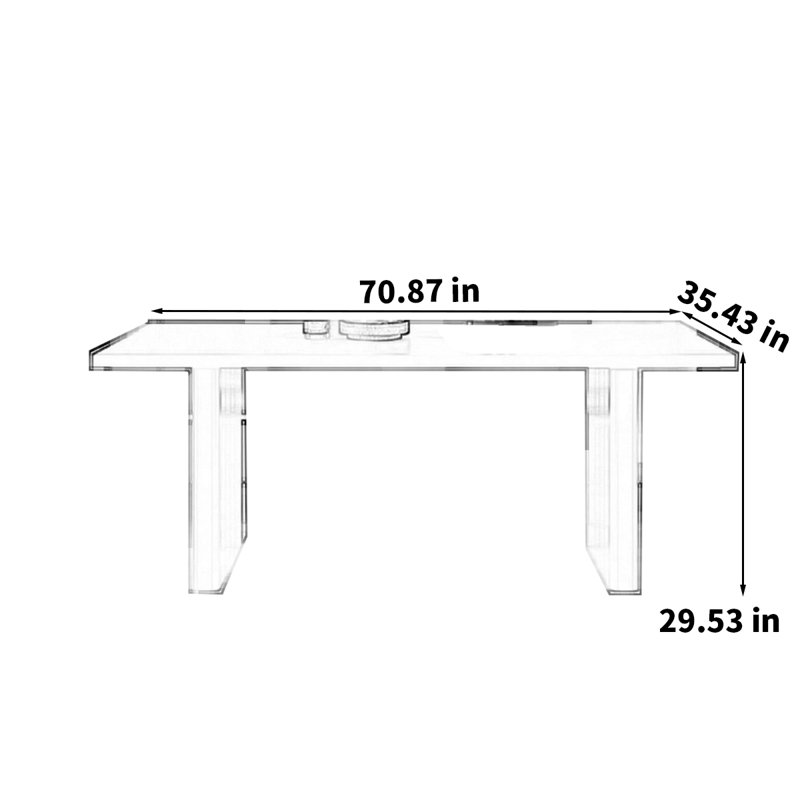 Table de salle à manger rectangulaire de style rétro français, H 29,53 po x L 70,87 po x l 35,43 po