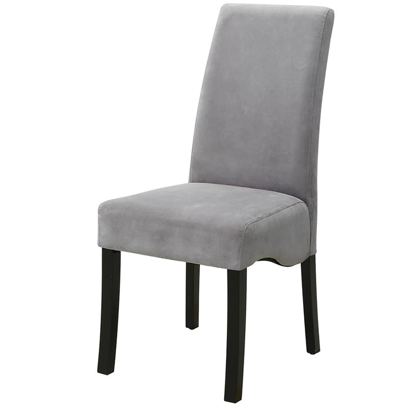 2 chaises de salle à manger rembourrées grises - rembourrage doux à dossier évasé avec pieds noirs et finition contemporaine avec 2 chaises décoratives confortables