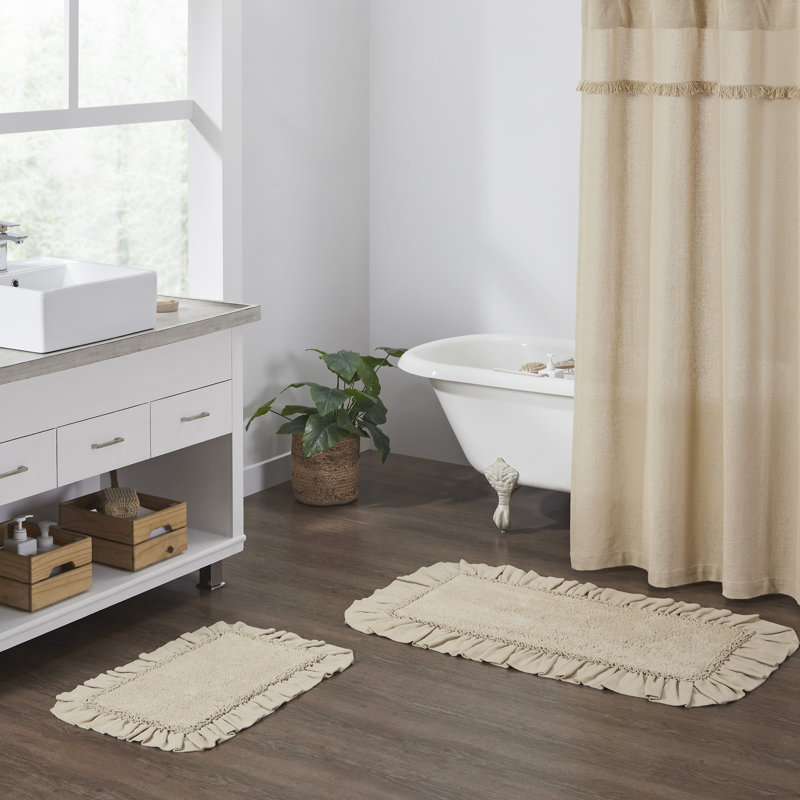 Dathan 100% Cotton Non-Slip Bath Mat, 20" W x 30" L, Vintage Tan