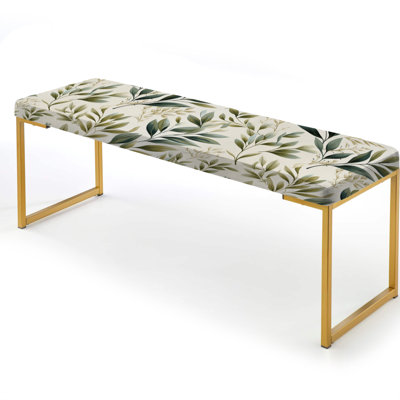 Floral Upholstered Gold Bench