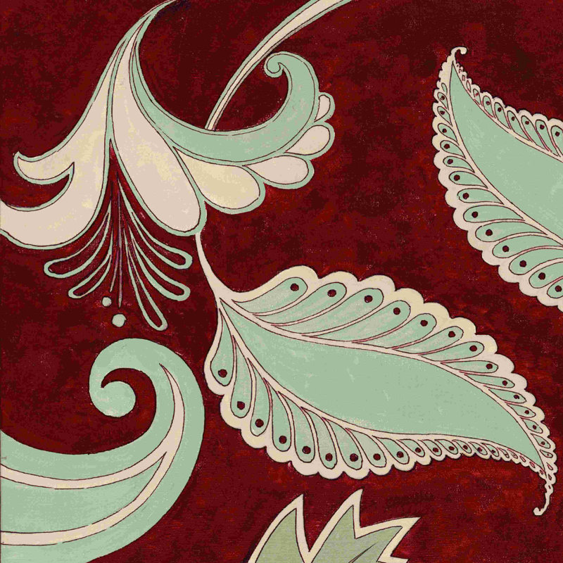 " Red Swirl Florals ", 12" H x 12" W