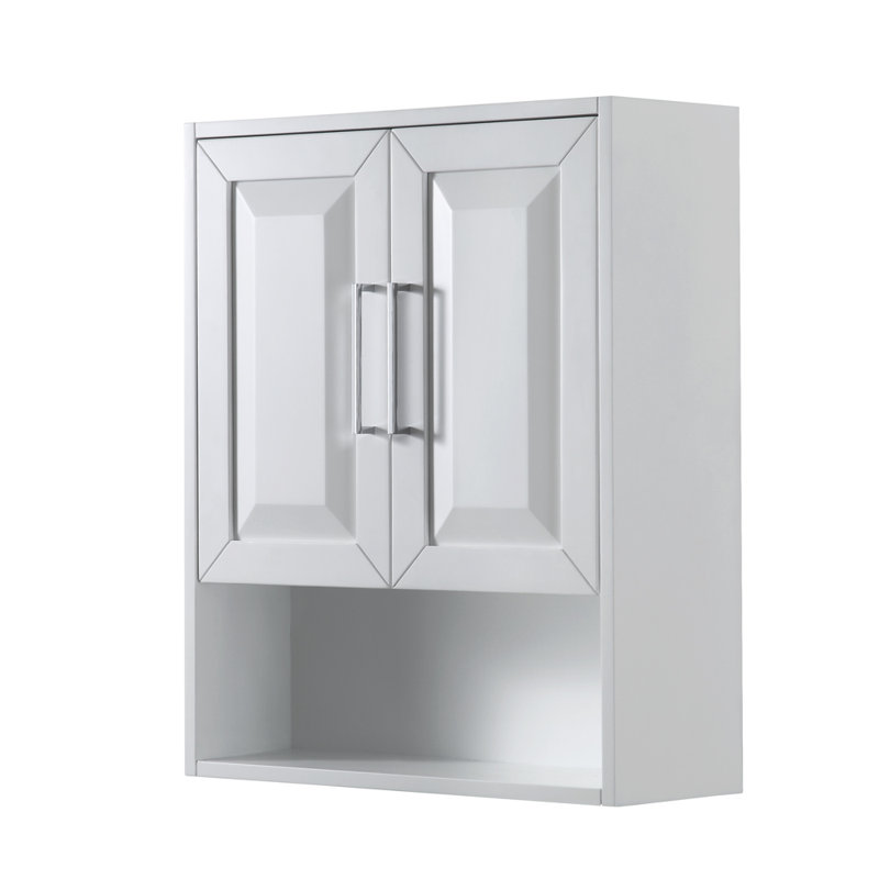 Armoire de salle de bain murale l 25 po x H 30 po x P 9 po Daria, Blanc / chrome
