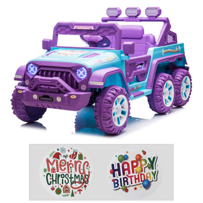 6 x 6 gros camion avec télécommande, 4 moteurs puissants, hayon Pickup, voiture électrique pour enfants avec 6 roues, lecteur de musique, portes ouvertes, lumière à DEL, suspension à 4 ressorts