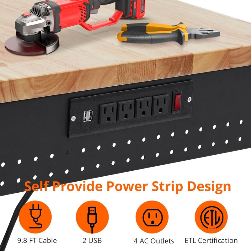 183cm W Manufactured Wood Top Height-Adjustable Workbench