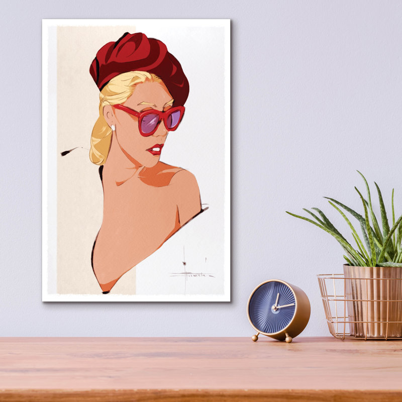 "Ruby Beret" par TM Borenstein, H 16 po x l 12 po x P 0,13 po