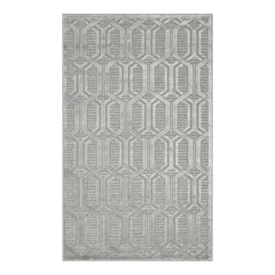 Luxurious Grey Hall Carpet, 3.3 x 6.6 Feet | 100% Wool & Viscose, Pile Height: 0.3 Inches, 1.1 Lbs/Sq Ft | 256,000 Thread Points, Durable & Easy to Clean | Ideal for Living Room & Entryway Decor
