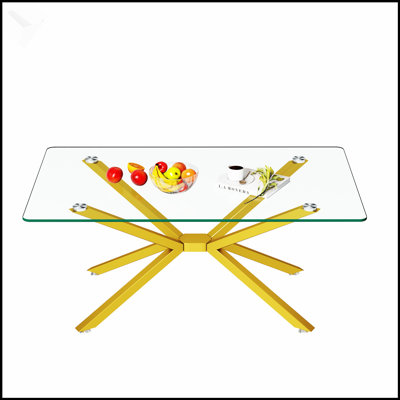 Stylish 39.37 Inch Rectangle Black Glass Coffee Table With Durable Metal Legs, For Modern Living Rooms