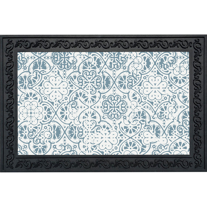 Paillasson ornemental bleu et blanc