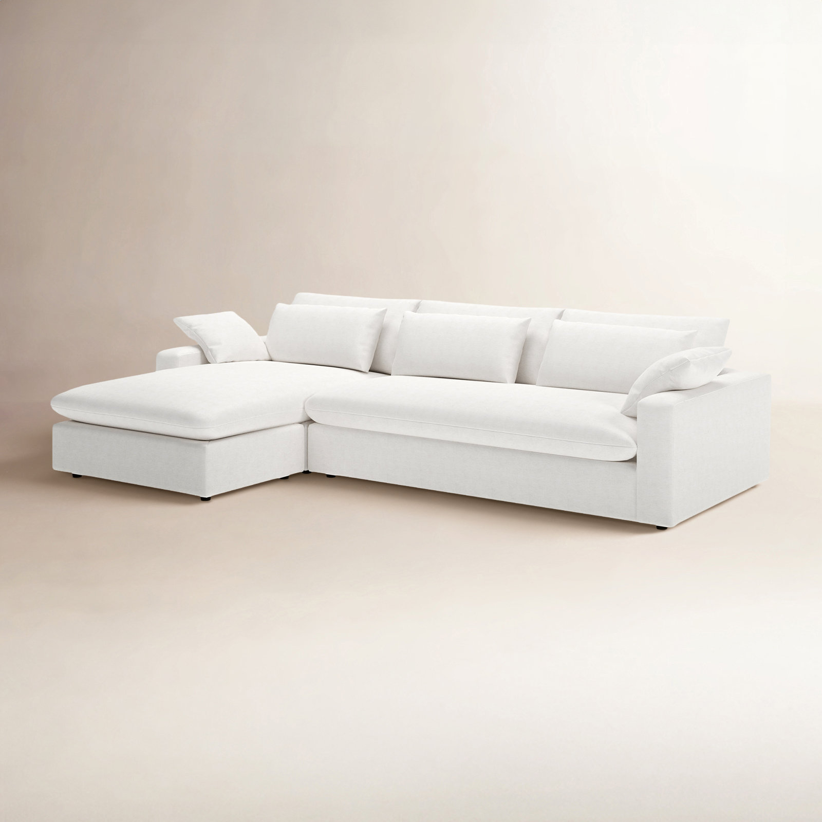Remy Chaise Sectional, Nomad Snow Crypton® Chenille, Left Hand Facing