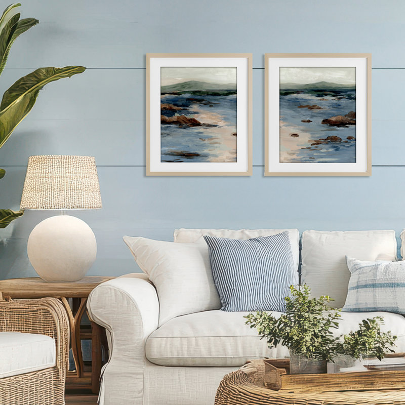 «Crashing Tides Landscape», ensemble de 2 impressions encadrées sous verre, design par Jacob Q, H 21 po x l 17 po