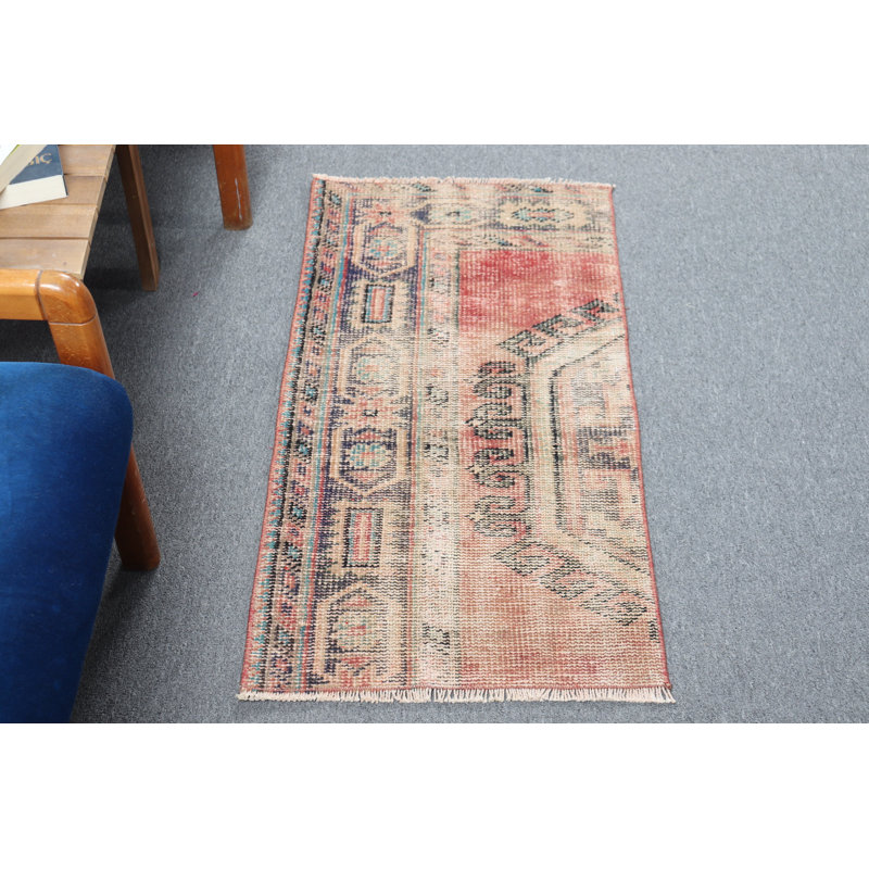 Small Vintage Turkish Rug in Purple for Wall Hanging - Authentic Anatolian Decor Piece
