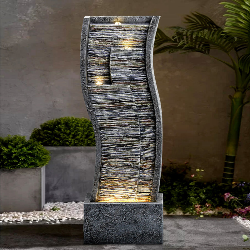 Weather Resistant Wall Base Fountain with Light