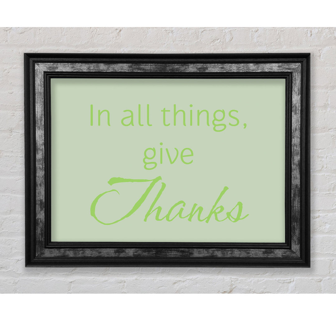 Home Zitat In All Things Give Thanks Lime Green - Druck