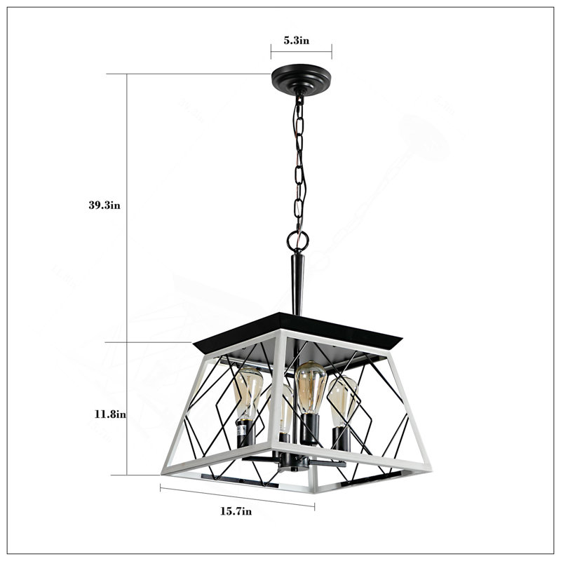 -Lustres campagnards légers pour salle à manger (sans ampoules), H 51,1 po x l 15,7 po x P 15,7 po, Blanc