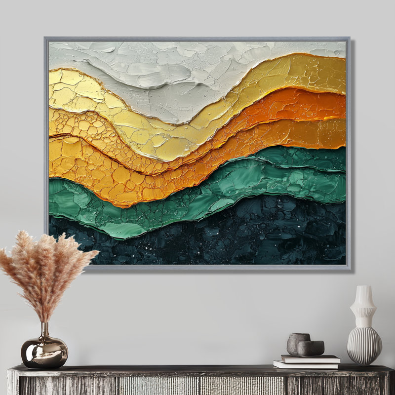 Widcombe Emerald Drift of Transitional Passage Of Time III - Art mural transitionnel, H 34 po x l 44 po, Cadre flottant