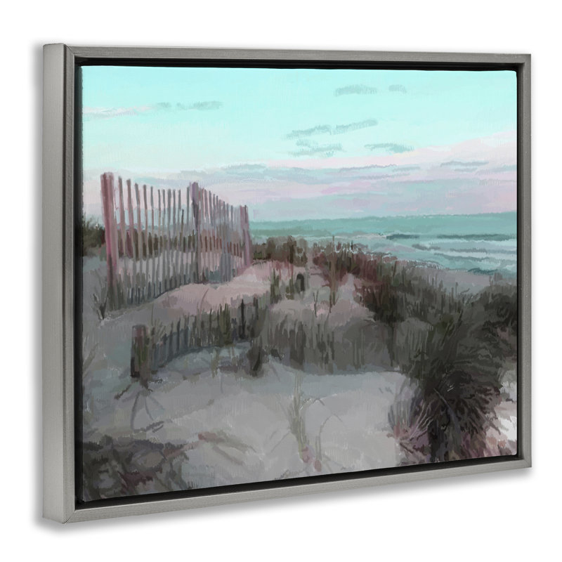Cadre flottant «Dunes Horizon At Dusk», conception par Charles Swinford, Cadre flottant gris lustré, H 17 po x l 21 po