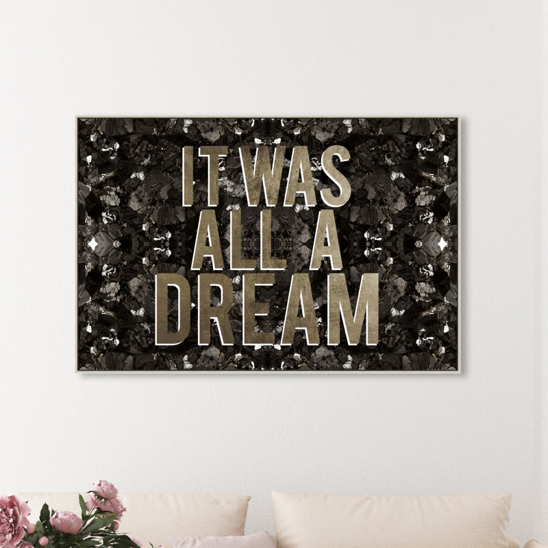 Impression d'art mural, typographie et citations «It was all a dream champagne» par Oliver Gal, H 30 po x l 45 po x 1,5 po