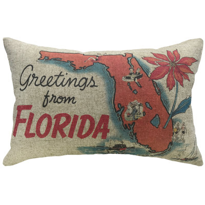  Greetings from Florida Linen Lumbar Pillow