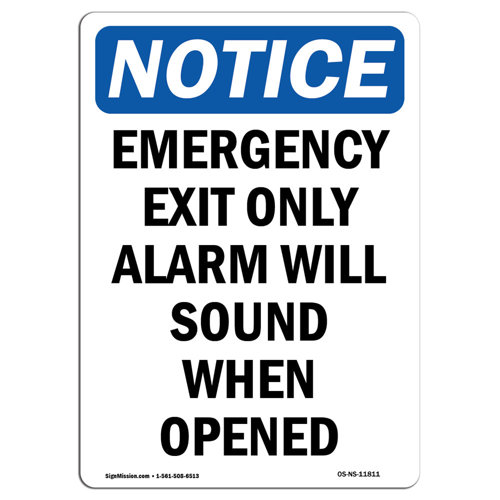 SignMission Emergency Exit Only Alarm Will Sign | Wayfair