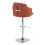 Ensemble de 2 tabourets pivotants réglables avec structure chromée, siège en similicuir brun clair et repose-pieds rond intégré pour une assise intérieure polyvalente.-1005281540