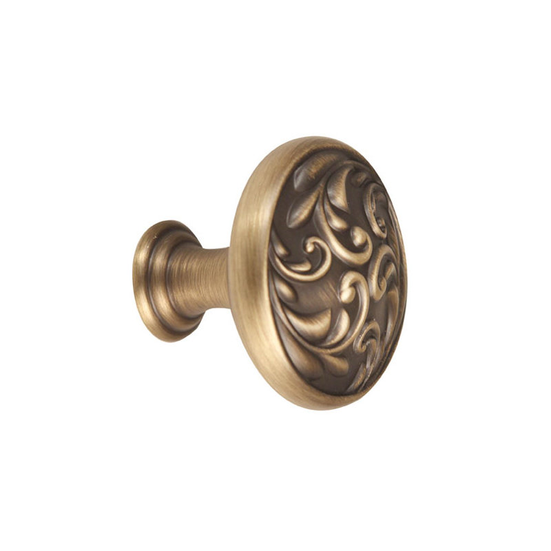 Ornate Mushroom Knob, 1.25" H x 1.25" W x 1" D, Antique English Matte
