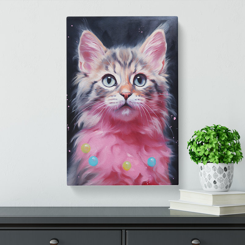 Cat Bubble Gum - Wrapped Canvas, 50cm H x 35cm W x 3cm D