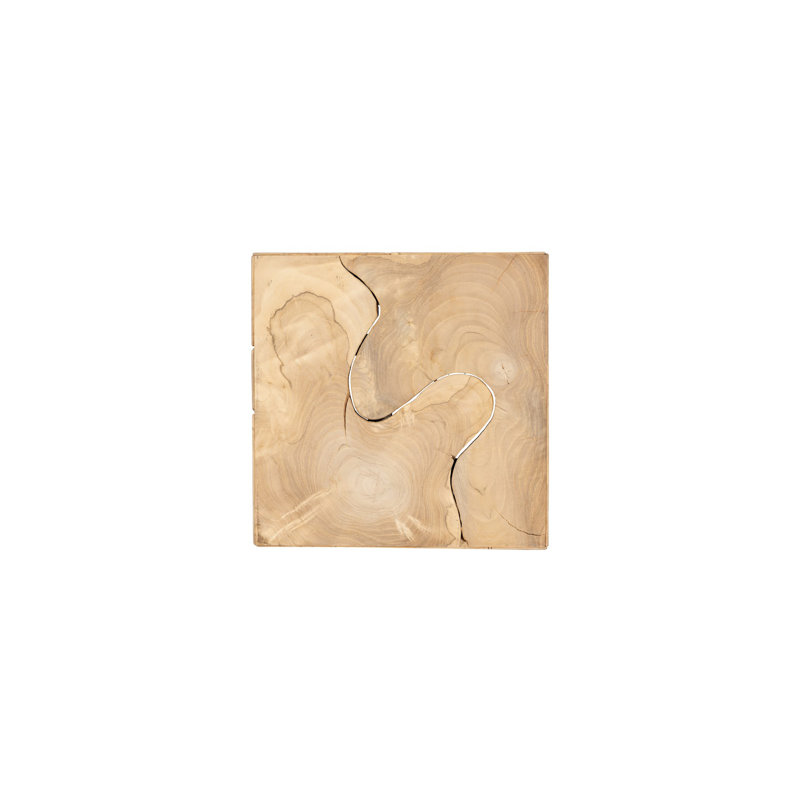 Teak Slice Pedestal, Square, Bleached, 24" H x 12" W x 12" D